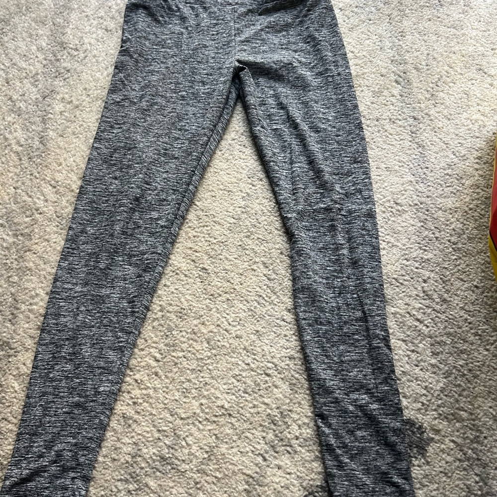 Grey Heathered Athletic Leggings Women’s High Waist Workout Yoga Pants